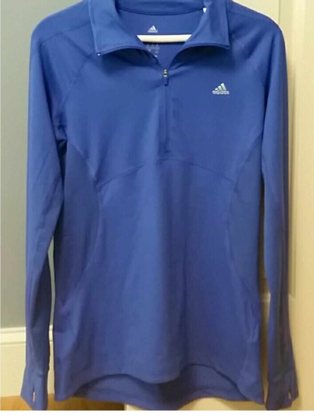 Adidas Blue Long-Sleeve Quarter Zip Top